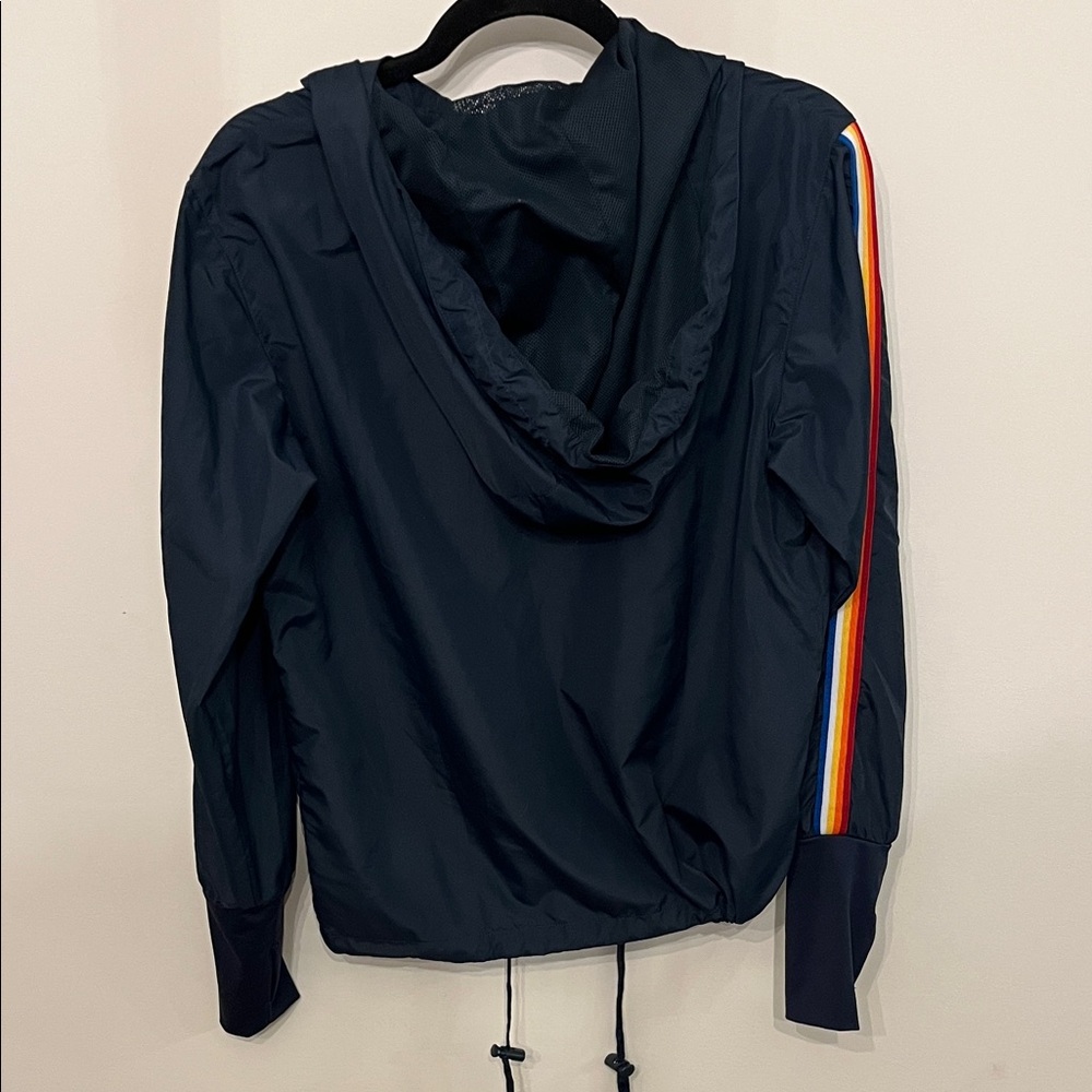 ZYIA Navy Bomber Jacket with Vibrant Sleeve Accents - Picture 5 of 6